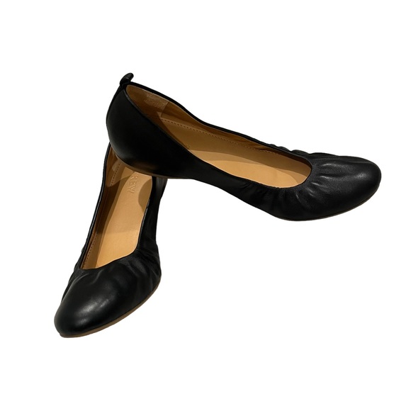 J. Crew Factory Black Leather Anya Ballet Flats, Sz 7 - Picture 2 of 13